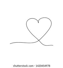Hand draw heart drawing in continuous line. Decoration element for design. Vector Illustration