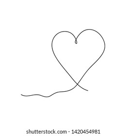 Hand draw heart drawing in continuous line. Decoration element for design. Vector Illustration