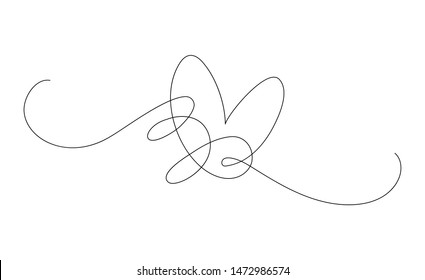 Hand draw heart drawing in continuous line. Decoration element for design. Vector Illustration