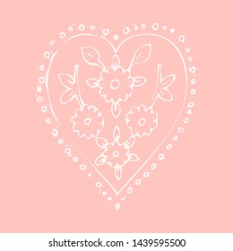 hand draw heart and flower, design element for your romantic typography or wedding card and anything