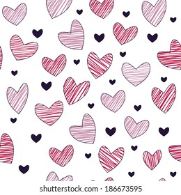 Hand Draw Heart Seamless Background Stock Vector (Royalty Free) 186673595