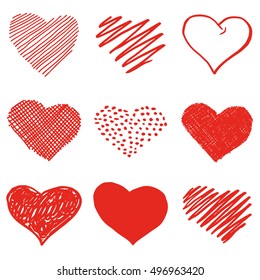 Hand draw heart set. Vector illustration  on the white background.
