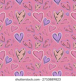 Hand draw heart shape design valentine festive  seamless pattern vector for fabric, cotton, wallpaper, wrapping paper or fashion stuff.

