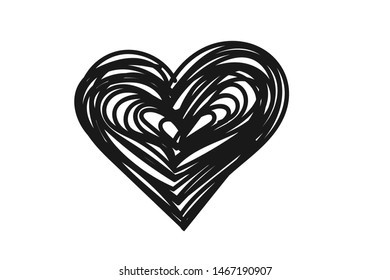 Hand draw heart vector icon on white background 