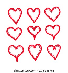 hand draw hearts icon design