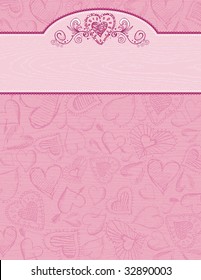 hand draw  hearts on grunge pink background