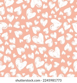 Hand draw hearts seamless pattern on Valentine's Day, wedding. Ivent decoration, wrapping paper, party, greeting cards, scrapbooking, print, gift wrap.