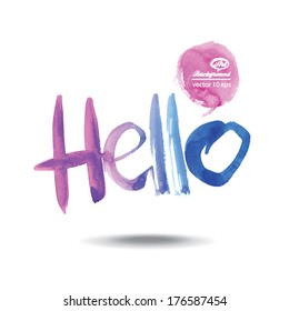 hand draw hello. watercolor vector art