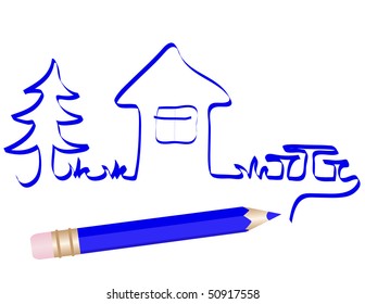 Casa de dibujo manual