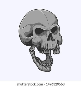 hand draw human or demon skull vector