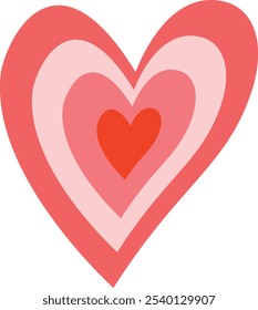 hand draw icon heart pink and red layered