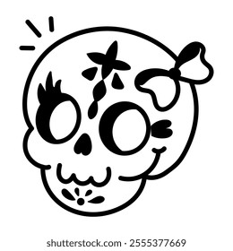 A hand draw icon of sugar skull 

