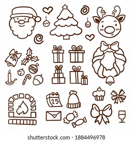 Hand draw icons Christmas collection.
