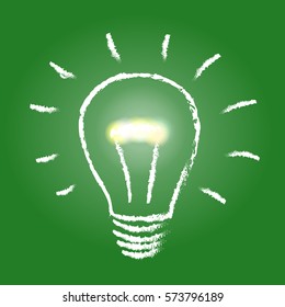 Hand draw idea Light bulb sketch with concept of idea. Vector Illustration