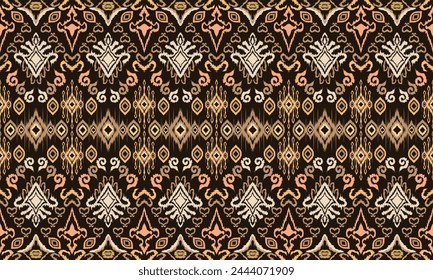 Hand draw Ikat African Ikat floral paisley embroidery.geometric ethnic oriental pattern traditional.Aztec style abstract vector illustration.great for textiles, banners, wallpapers, wrapping vector.