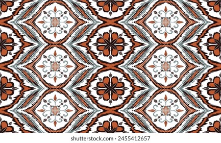 Hand draw Ikat border. Geometric folk ornament. Ink on clothes. Tribal vector texture. Seamless striped pattern .great for textiles, banners, wallpapers, wrapping vector design.