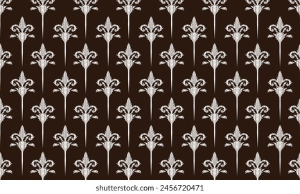 Hand draw Ikat ethnic abstract floral art. Ikat seamless pattern in tribal, folk embroidery, Mexican style.great for textiles, banners, wallpapers, wrapping vector design.