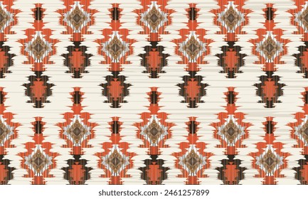 Hand draw Ikat ethnic abstract ikat art. Seamless pattern in tribal, folk embroidery, and Mexican style. Aztec geometric art ornament print.great for textiles, banners, wallpapers, wrapping vector.