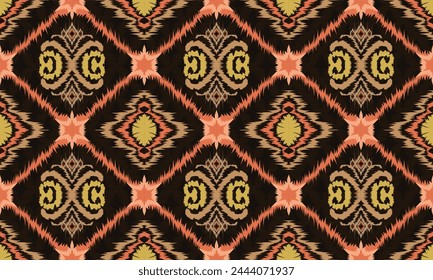 Hand draw Ikat ethnic zigzag seamless pattern on background.great for textiles, banners, wallpapers, wrapping vector.