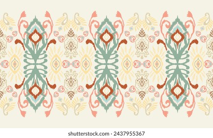 Hand draw Ikat floral paisley embroidery.geometric ethnic oriental pattern traditional.Aztec style abstract vector illustration.great for textiles, banners, wallpapers, wrapping.