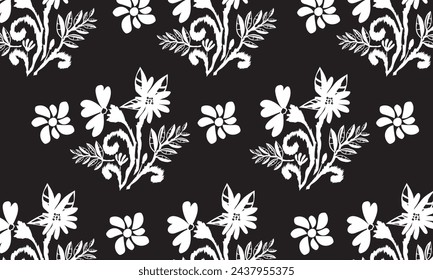 Hand draw Ikat floral paisley embroidery.Ikat ethnic oriental seamless pattern traditional.Aztec style abstract vector illustration.great for textiles, banners, wallpapers, wrapping.