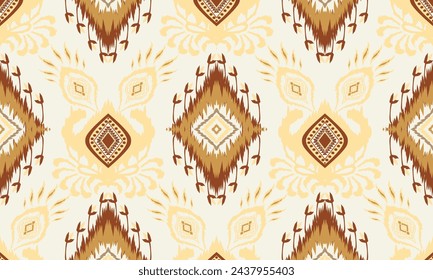 Hand draw Ikat floral paisley embroidery.Ikat ethnic oriental seamless pattern traditional.Aztec style abstract vector illustration.great for textiles, banners, wallpapers, wrapping vector design.