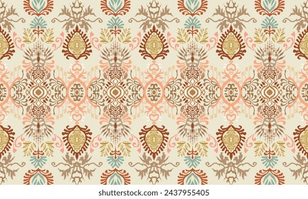 Dibujo a mano Ikat floral paisley embroidery.Ikat étnico oriental pattern tradicional.Aztec style abstracto ilustración vectorial.great para textiles, banners, fondos de pantalla, envoltura.