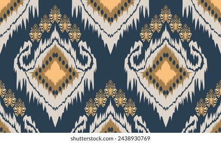 Hand draw Ikat floral paisley embroidery.geometric ethnic oriental seamless pattern traditional.Abstract vector illustration.great for textiles, banners, wallpapers, wrapping vector design.