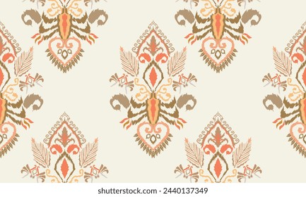 Hand draw Ikat floral paisley embroidery.Ikat ethnic oriental seamless pattern traditional.Aztec style abstract vector illustration..great for textiles, banners, wallpapers, wrapping vector design.