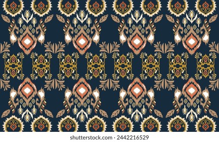 Hand draw Ikat floral paisley embroidery.geometric ethnic oriental seamless pattern traditional.Aztec style abstract vector illustration.great for textiles, banners, wallpapers, wrapping vector.