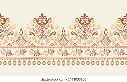 Hand draw Ikat floral paisley embroidery.Ikat ethnic oriental pattern traditional.Aztec style abstract vector illustration.great for textiles, banners, wallpapers, wrapping vector.
