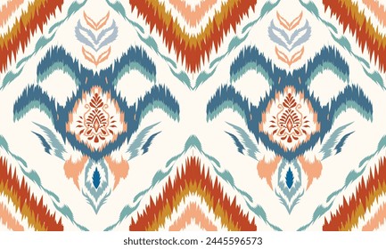 Hand draw Ikat floral paisley embroidery.geometric ethnic oriental pattern traditional.Aztec style abstract vector illustration.great for textiles, banners, wallpapers, wrapping vector.