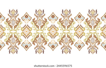 Hand draw Ikat floral paisley embroidery.geometric ethnic oriental pattern traditional.Aztec style abstract vector illustration.great for textiles, banners, wallpapers, wrapping vector.