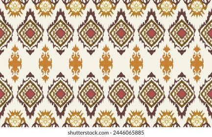 Hand draw Ikat floral paisley embroidery.geometric ethnic oriental pattern traditional.Aztec style abstract vector illustration.great for textiles, banners, wallpapers, wrapping vector.