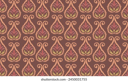 Hand draw Ikat floral paisley embroidery.geometric ethnic oriental pattern traditional.Aztec style abstract vector illustration.great for textiles, banners, wallpapers, wrapping vector.
