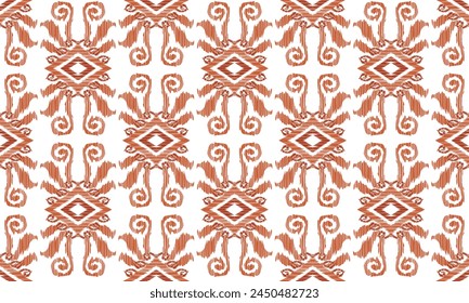 Hand draw Ikat floral paisley embroidery.Ikat ethnic oriental pattern traditional.Aztec style abstract vector illustration.great for textiles, banners, wallpapers, wrapping vector.