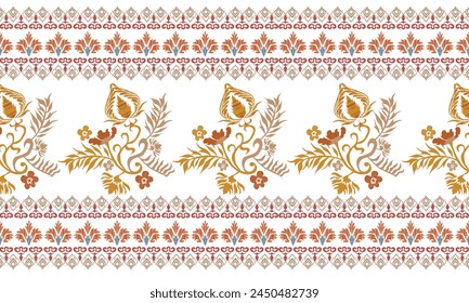 Hand draw Ikat floral paisley embroidery.kat ethnic oriental pattern traditional.Aztec style abstract vector illustration.great for textiles, banners, wallpapers, wrapping vector.