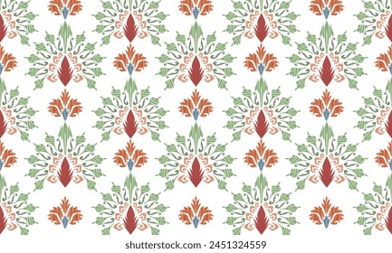 Hand draw ikat floral paisley embroidery.Ikat ethnic oriental pattern traditional.ethnic background, simple style - great for textiles, banners, wallpapers, wrapping - vector design