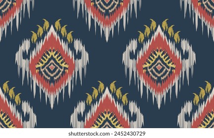 Hand draw Ikat floral paisley embroidery.geometric ethnic oriental seamless pattern traditional.Aztec style abstract vector illustration.great for textiles, banners, wallpapers, wrapping vector design