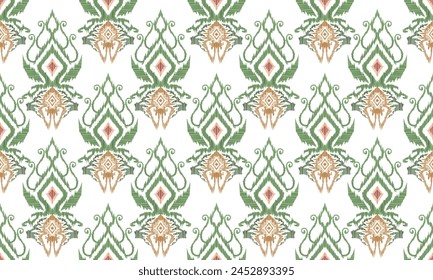 Hand draw Ikat floral paisley embroidery.Ikat ethnic oriental pattern traditional.Aztec style abstract vector illustration.great for textiles, banners, wallpapers, wrapping - vector design.