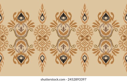 Handzeichnung Ikat Blumen Paisley Stickerei.Hipster Ikat ethnisch orientalische Muster traditionell.Aztec Stil abstrakte Vektorillustration.Ideal für Textilien, Banner, Bildschirmhintergründe, Verpackung - Vektorgrafik Design.