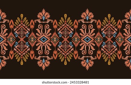 Hand draw Ikat floral paisley embroidery.geometric ethnic oriental pattern traditional.Aztec style abstract vector illustration.great for textiles, banners, wallpapers, wrapping vector design.