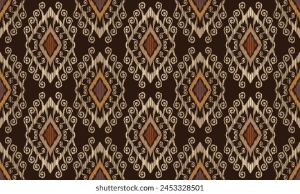 Hand draw Ikat floral paisley embroidery.geometric ethnic oriental pattern traditional..great for textiles, banners, wallpapers, wrapping vector design.