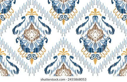 Hand draw Ikat floral paisley embroidery.geometric ethnic oriental seamless pattern traditional.Aztec style abstract vector illustration.great for textiles, banners, wallpapers, wrapping vector design