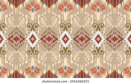 Hand draw Ikat floral paisley embroidery geometric ethnic oriental pattern traditional.Aztec style abstract vector illustration.great for textiles, banners, wallpapers, wrapping vector design