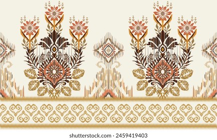 Hand draw Ikat floral paisley embroidery.geometric ethnic oriental pattern traditional.great for textiles, banners, wallpapers, wrapping vector design.