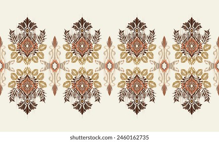 Hand draw Ikat floral paisley embroidery.Ikat ethnic oriental pattern traditional.great for textiles, banners, wallpapers, wrapping vector design.