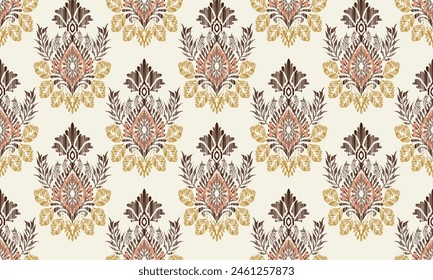 Hand draw Ikat floral paisley embroidery.Ikat ethnic oriental seamless pattern traditional.Aztec style abstract vector illustration.great for textiles, banners, wallpapers, wrapping vector design.