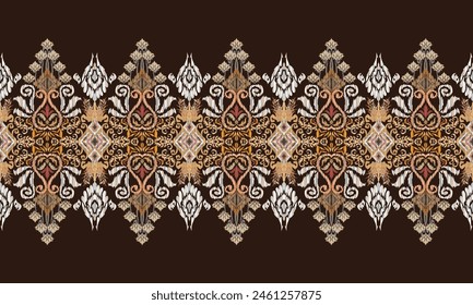 Hand draw Ikat floral paisley embroidery.geometric ethnic oriental pattern traditional.Aztec style abstract vector illustration.great for textiles, banners, wallpapers, wrapping vector design.