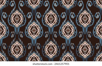 Hand draw Ikat floral paisley embroidery.Ikat ethnic oriental seamless pattern traditional.Aztec style abstract vector illustration.great for textiles, banners, wallpapers, wrapping vector design.